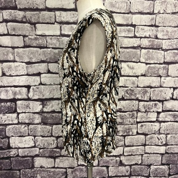 Style & Co Brown, Black & Ivory Sleeveless Blouse Size Large - Picture 4 of 10